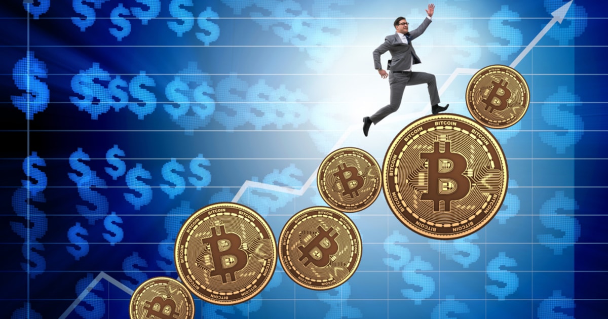 Picture of a man running up bitcoins