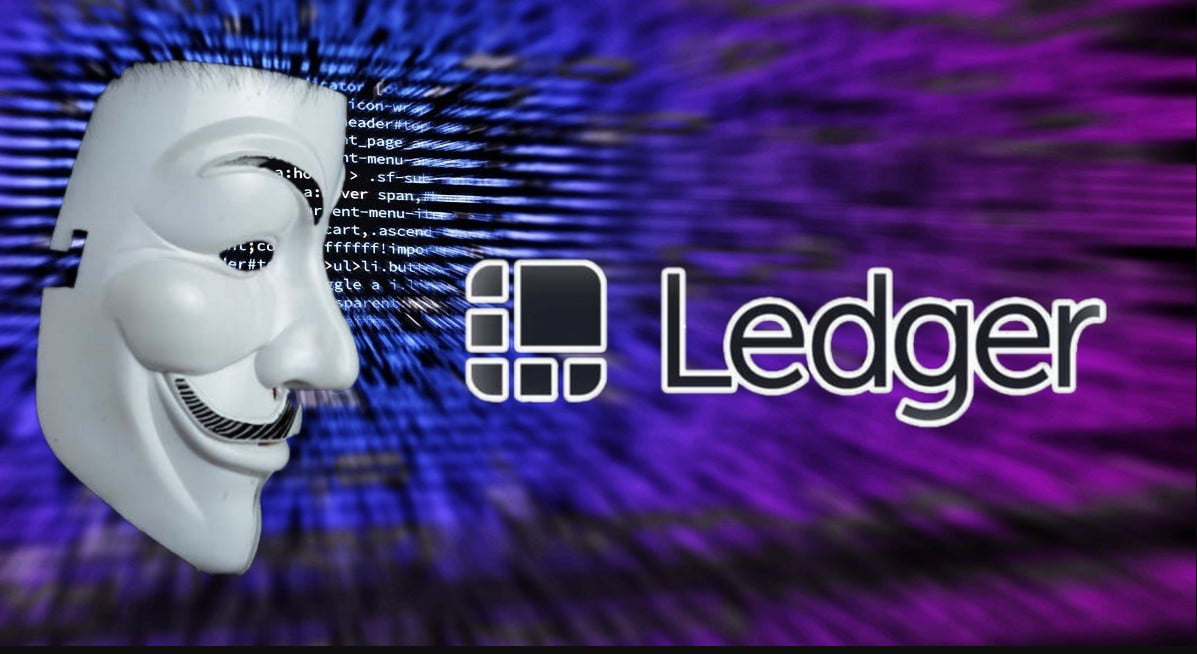 A Salvador Dali mask facing the Ledger logo