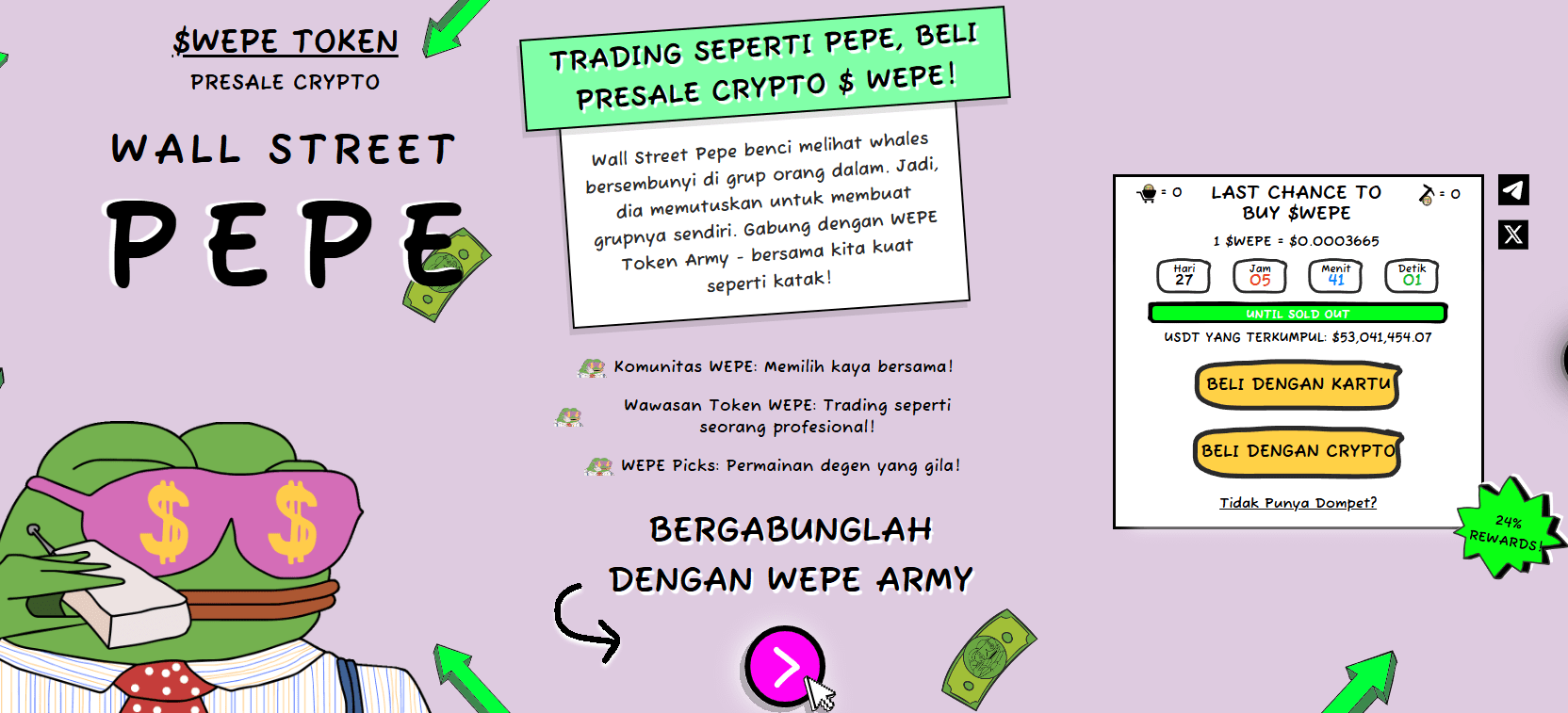 Wall Street Pepe - Coin Baru Listing