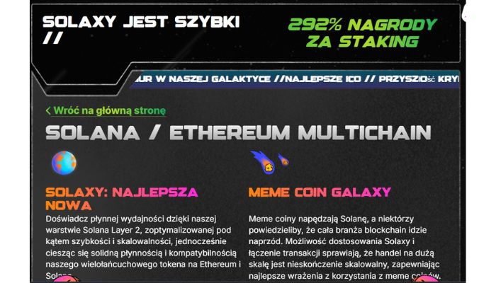 Página principal del memecoin Solaxy