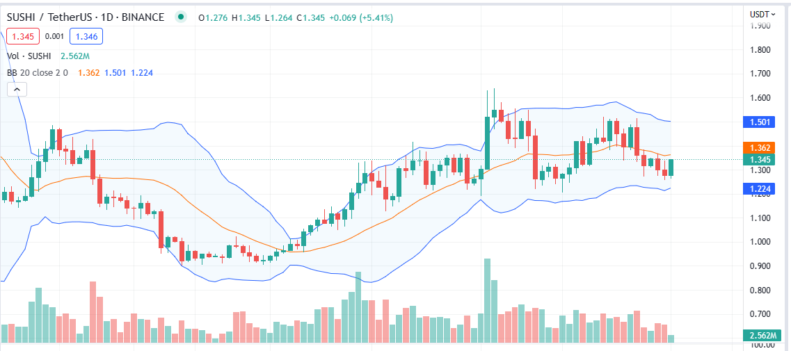 SushiSwap Price On March 1| Source: SUSHIUSDT On Binance, TradingView