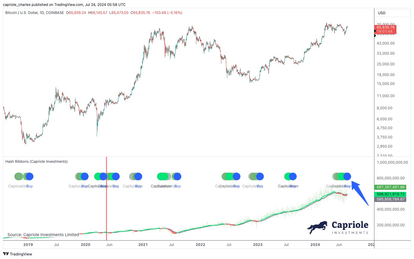 Bitcoin Hash Ribbon buy signal 